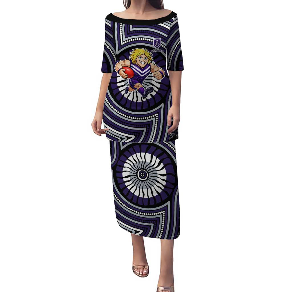 Fremantle Dockers Puletasi Indigenous Monochrome Dot Art Mascot Style