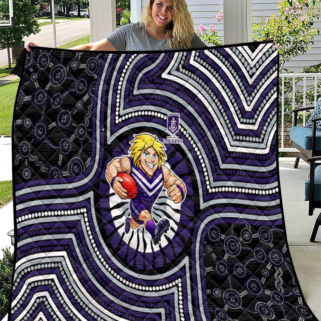 Fremantle Dockers Quilt Indigenous Monochrome Dot Art Mascot Style