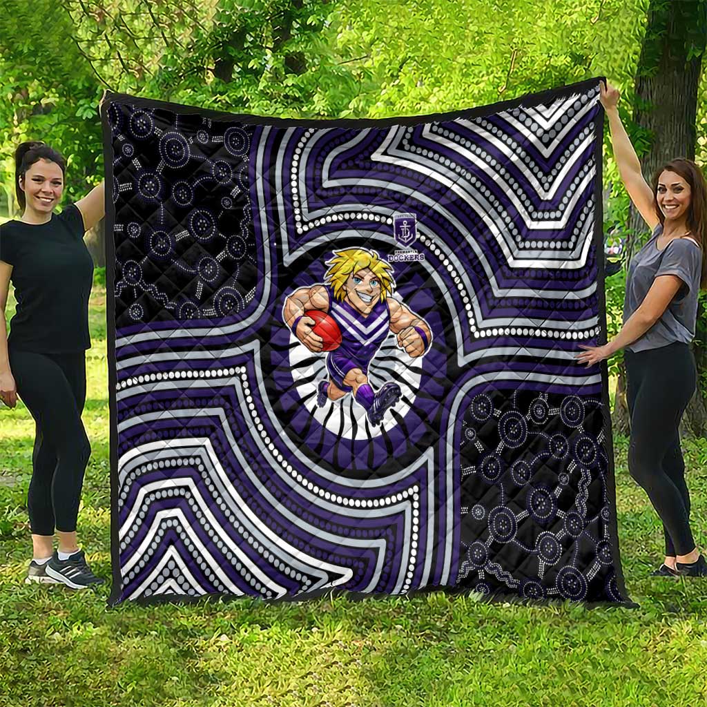 Fremantle Dockers Quilt Indigenous Monochrome Dot Art Mascot Style
