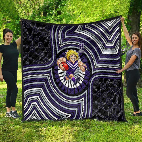 Fremantle Dockers Quilt Indigenous Monochrome Dot Art Mascot Style