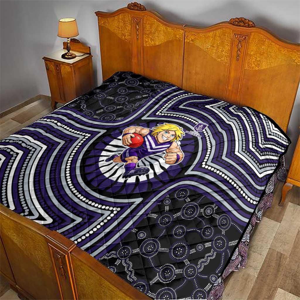 Fremantle Dockers Quilt Indigenous Monochrome Dot Art Mascot Style