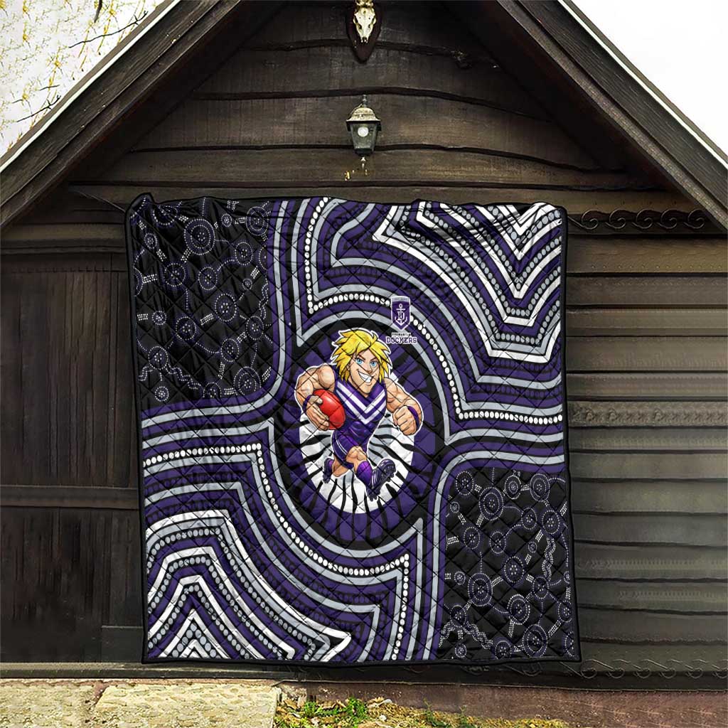 Fremantle Dockers Quilt Indigenous Monochrome Dot Art Mascot Style