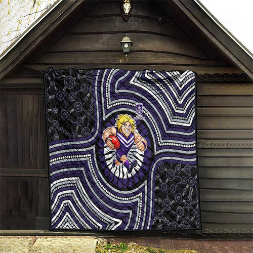 Fremantle Dockers Quilt Indigenous Monochrome Dot Art Mascot Style