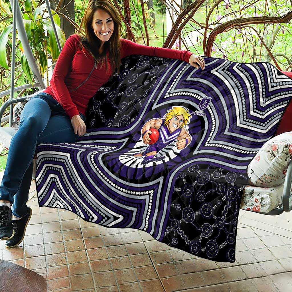 Fremantle Dockers Quilt Indigenous Monochrome Dot Art Mascot Style