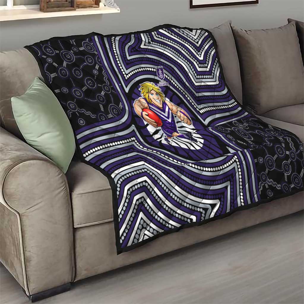 Fremantle Dockers Quilt Indigenous Monochrome Dot Art Mascot Style
