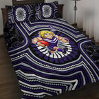 Fremantle Dockers Quilt Bed Set Indigenous Monochrome Dot Art Mascot Style