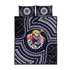 Fremantle Dockers Quilt Bed Set Indigenous Monochrome Dot Art Mascot Style
