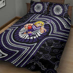 Fremantle Dockers Quilt Bed Set Indigenous Monochrome Dot Art Mascot Style