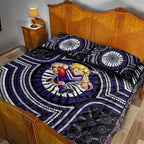 Fremantle Dockers Quilt Bed Set Indigenous Monochrome Dot Art Mascot Style