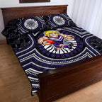 Fremantle Dockers Quilt Bed Set Indigenous Monochrome Dot Art Mascot Style