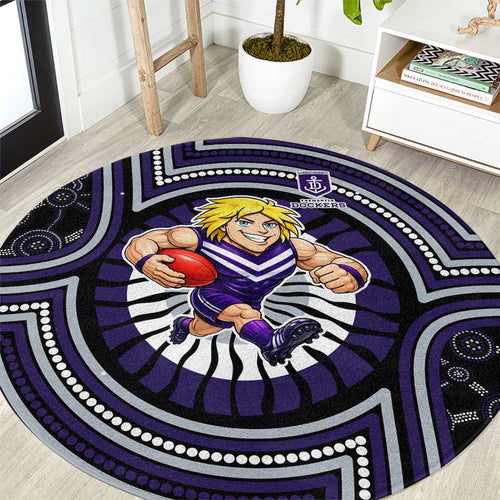Fremantle Dockers Round Carpet Indigenous Monochrome Dot Art Mascot Style