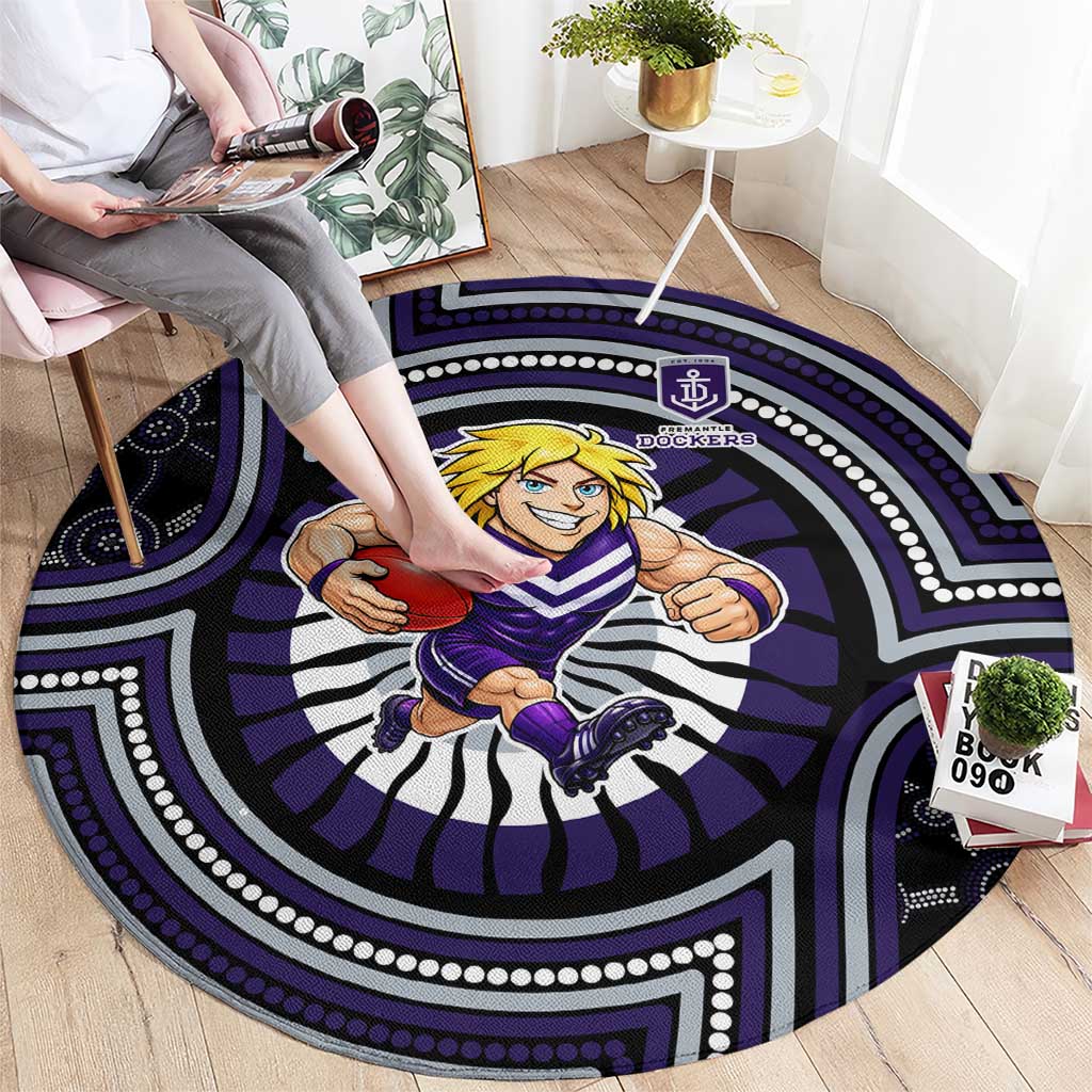 Fremantle Dockers Round Carpet Indigenous Monochrome Dot Art Mascot Style