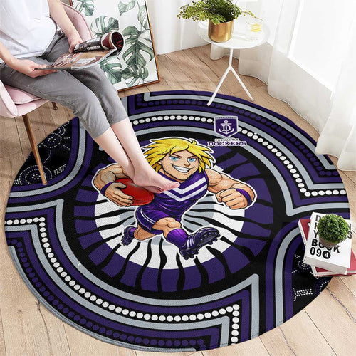Fremantle Dockers Round Carpet Indigenous Monochrome Dot Art Mascot Style