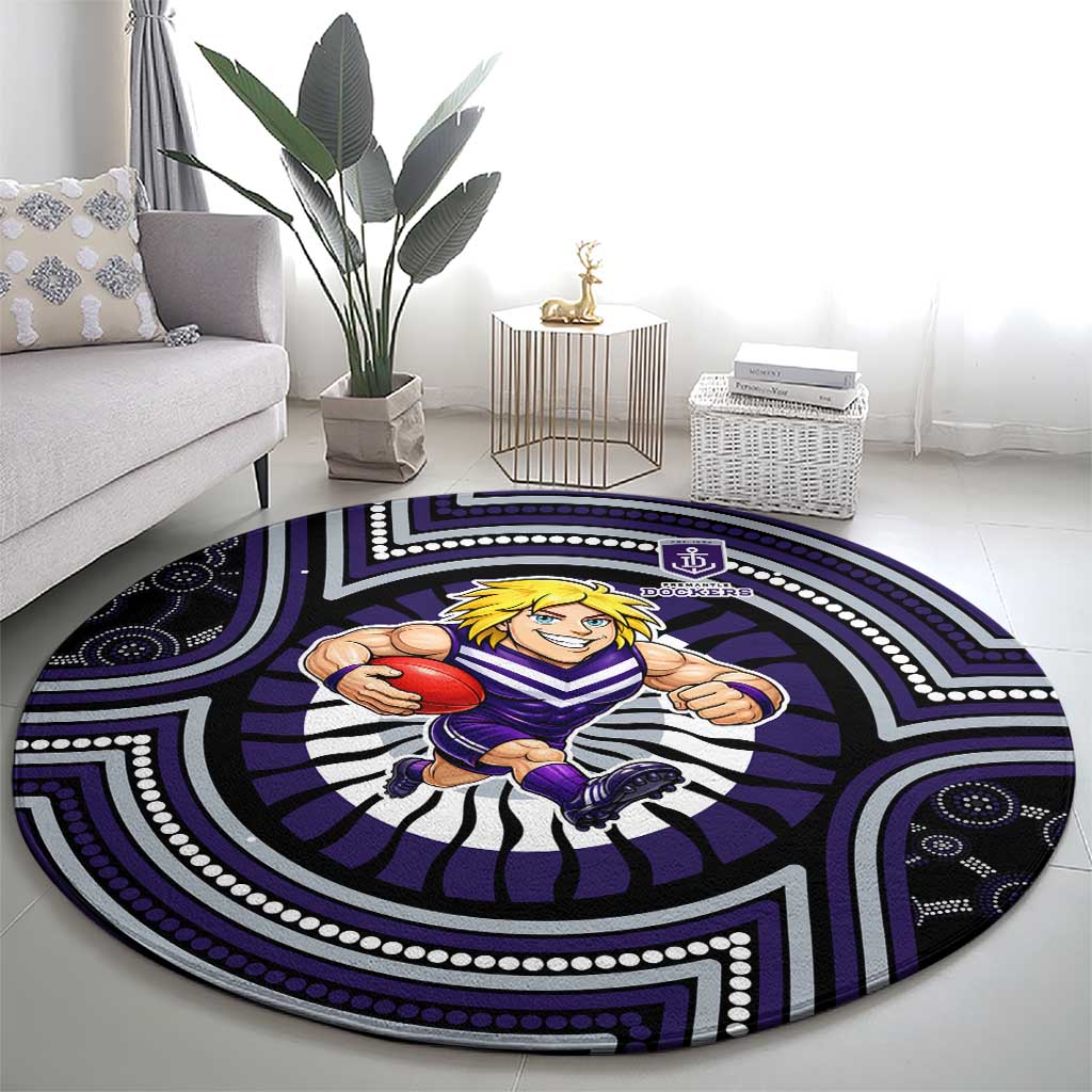 Fremantle Dockers Round Carpet Indigenous Monochrome Dot Art Mascot Style