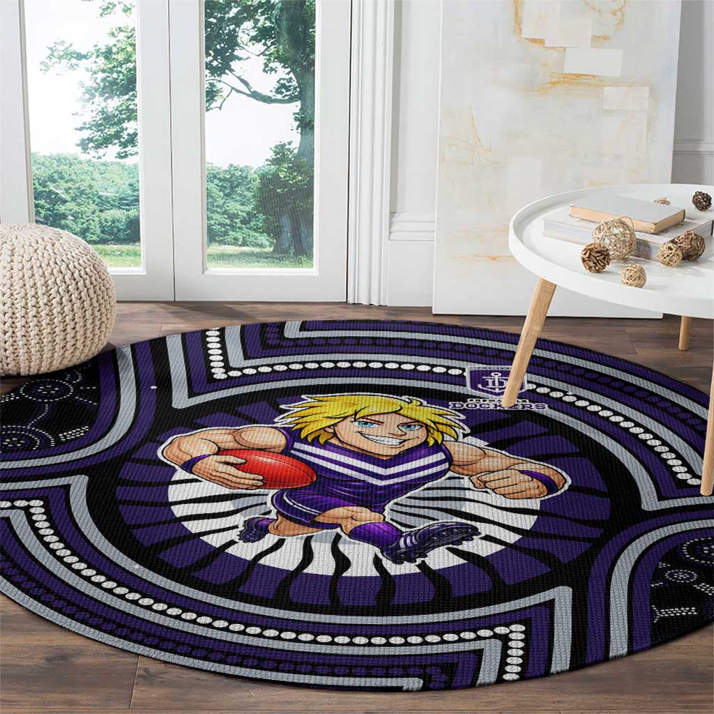 Fremantle Dockers Round Carpet Indigenous Monochrome Dot Art Mascot Style