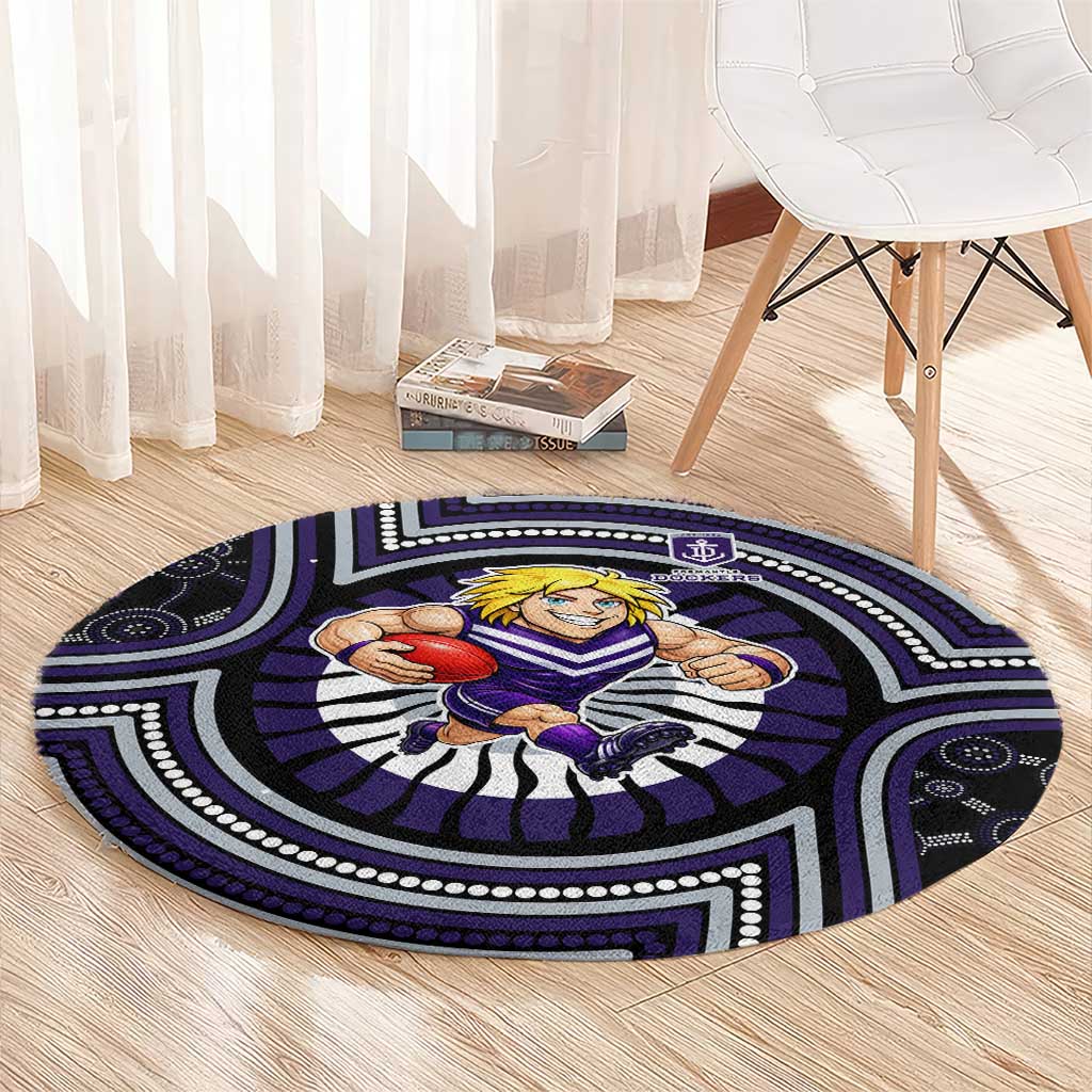 Fremantle Dockers Round Carpet Indigenous Monochrome Dot Art Mascot Style