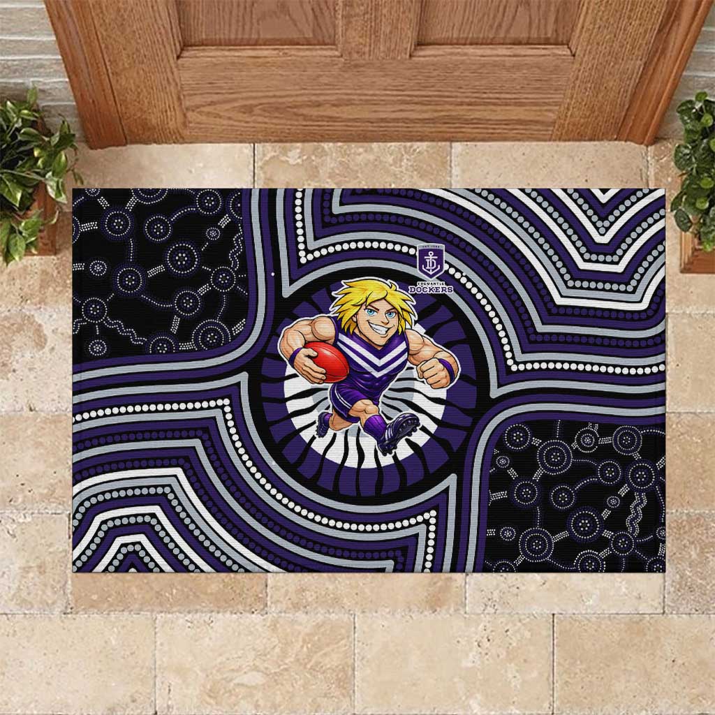 Fremantle Dockers Rubber Doormat Indigenous Monochrome Dot Art Mascot Style