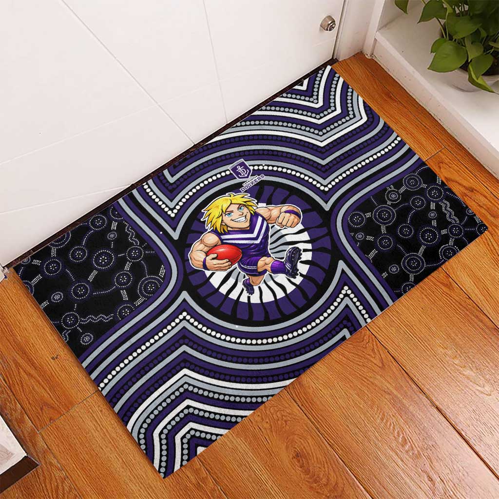 Fremantle Dockers Rubber Doormat Indigenous Monochrome Dot Art Mascot Style