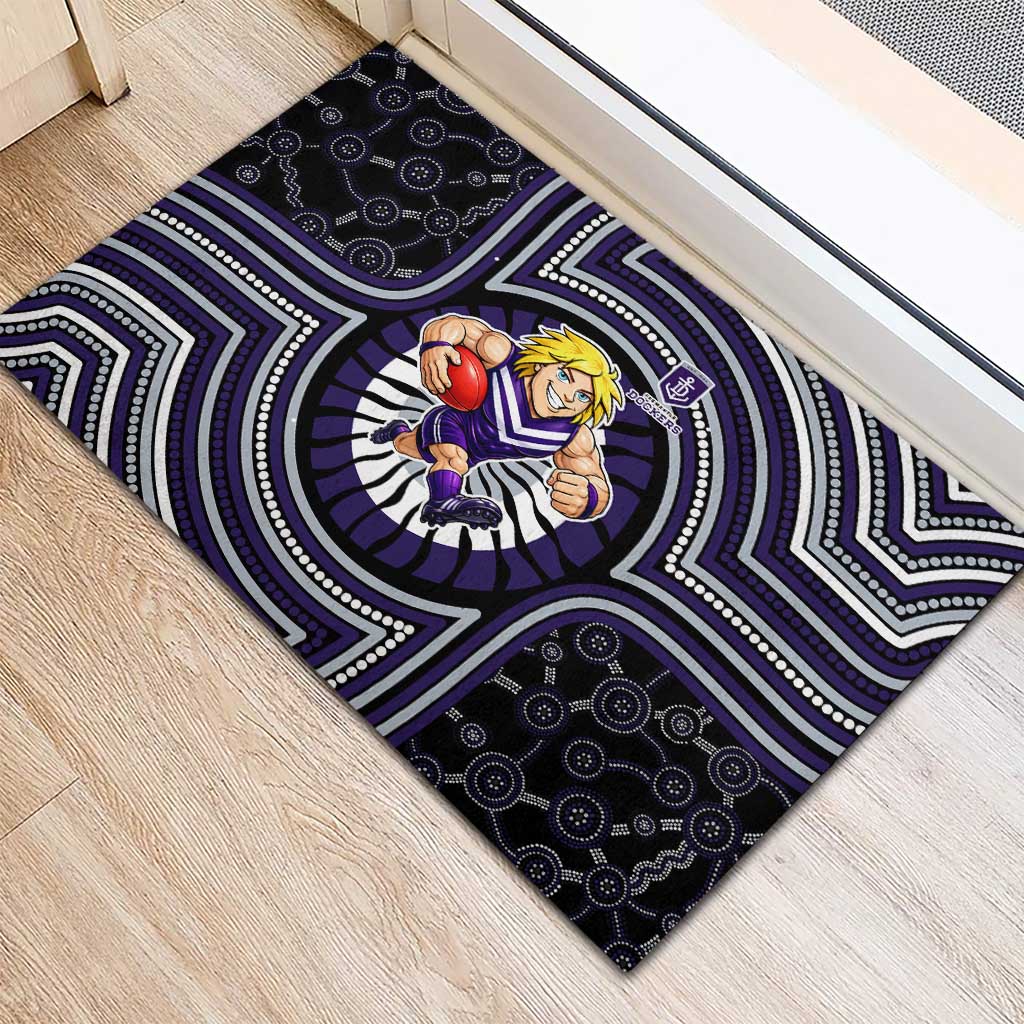 Fremantle Dockers Rubber Doormat Indigenous Monochrome Dot Art Mascot Style