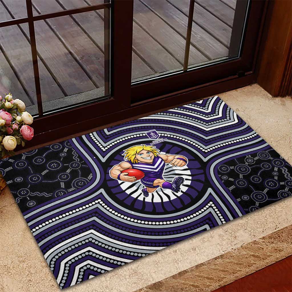 Fremantle Dockers Rubber Doormat Indigenous Monochrome Dot Art Mascot Style