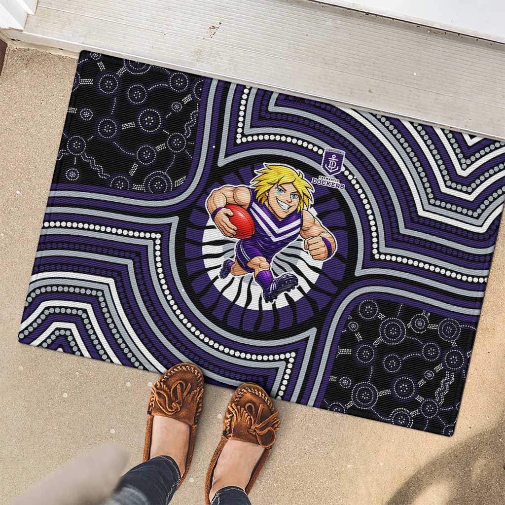 Fremantle Dockers Rubber Doormat Indigenous Monochrome Dot Art Mascot Style