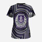 Fremantle Dockers Scrub Top Indigenous Monochrome Dot Art Mascot Style