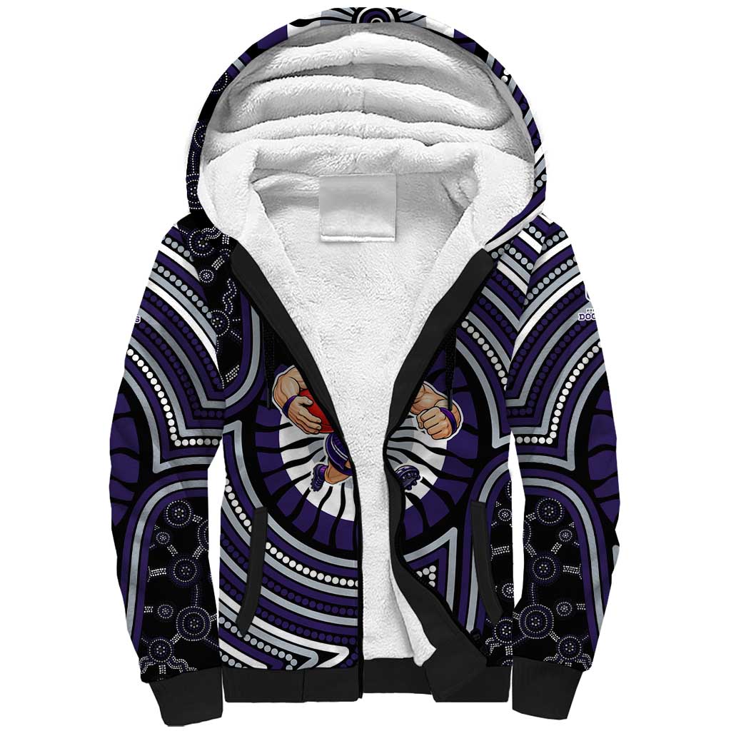 Fremantle Dockers Sherpa Hoodie Indigenous Monochrome Dot Art Mascot Style