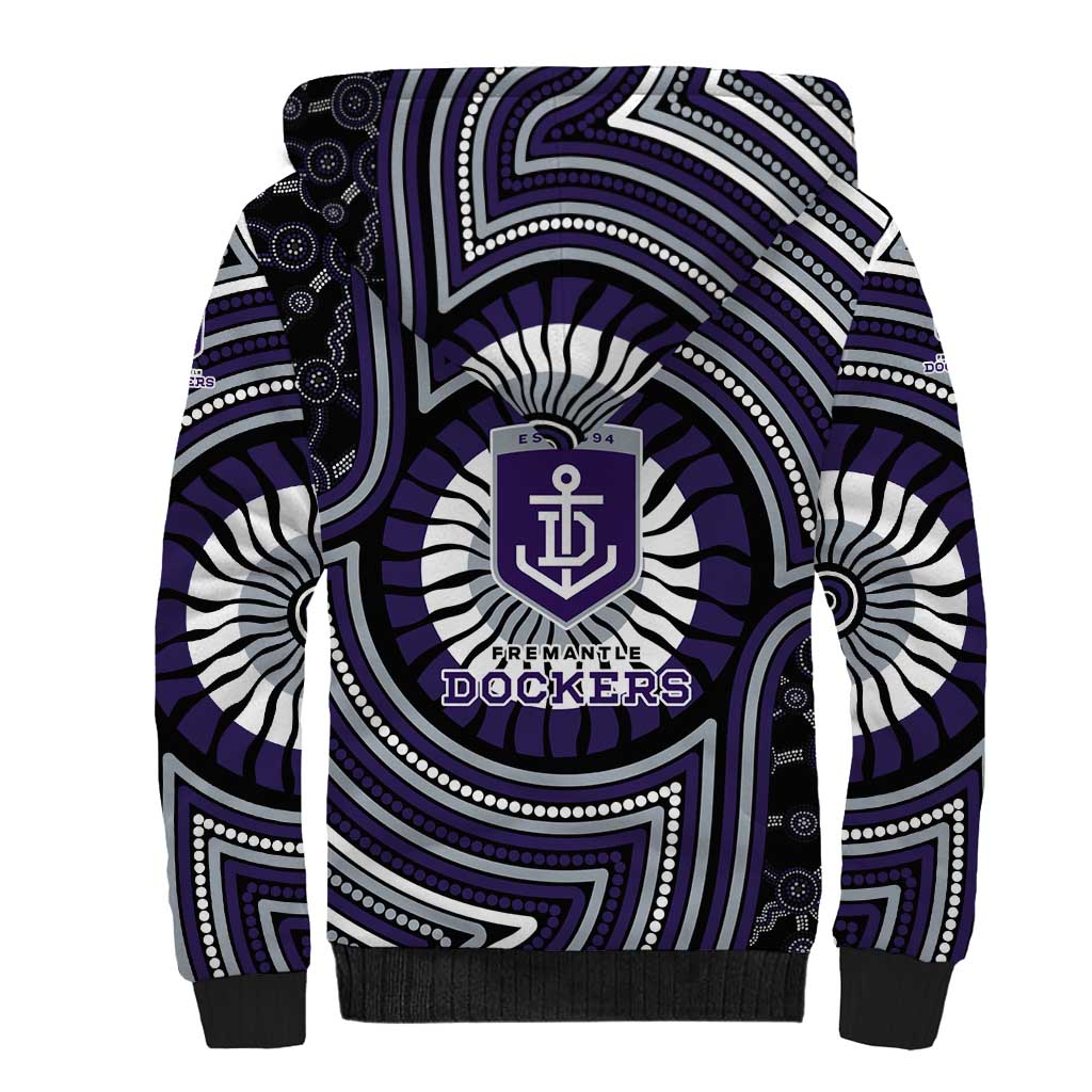 Fremantle Dockers Sherpa Hoodie Indigenous Monochrome Dot Art Mascot Style