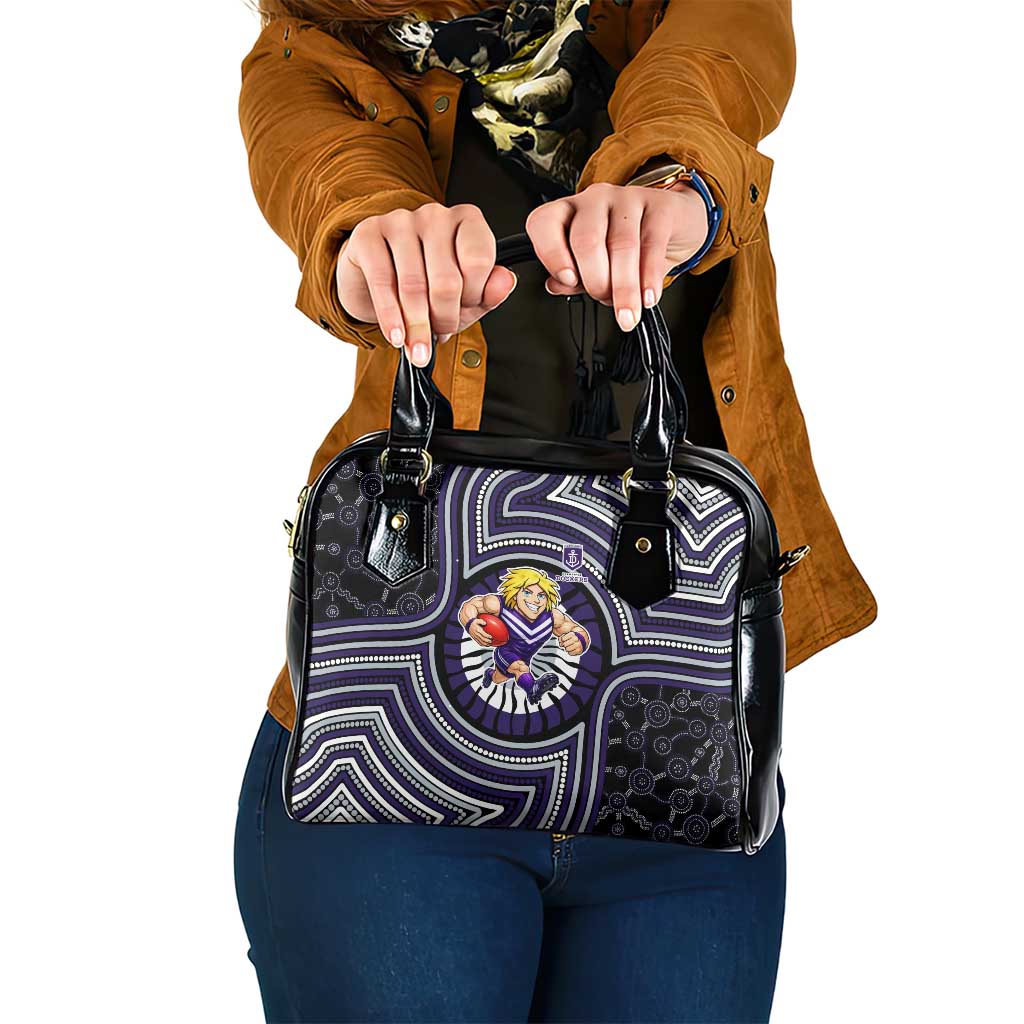 Fremantle Dockers Shoulder Handbag Indigenous Monochrome Dot Art Mascot Style