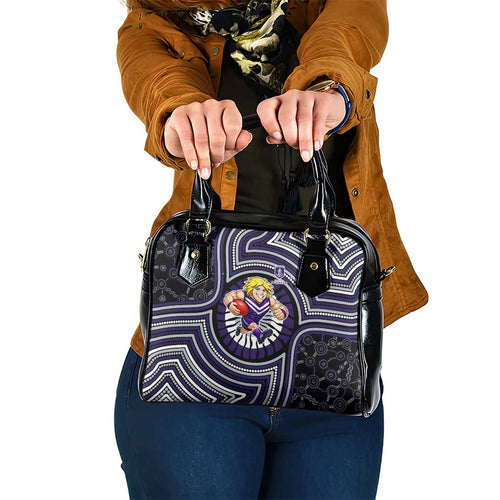 Fremantle Dockers Shoulder Handbag Indigenous Monochrome Dot Art Mascot Style