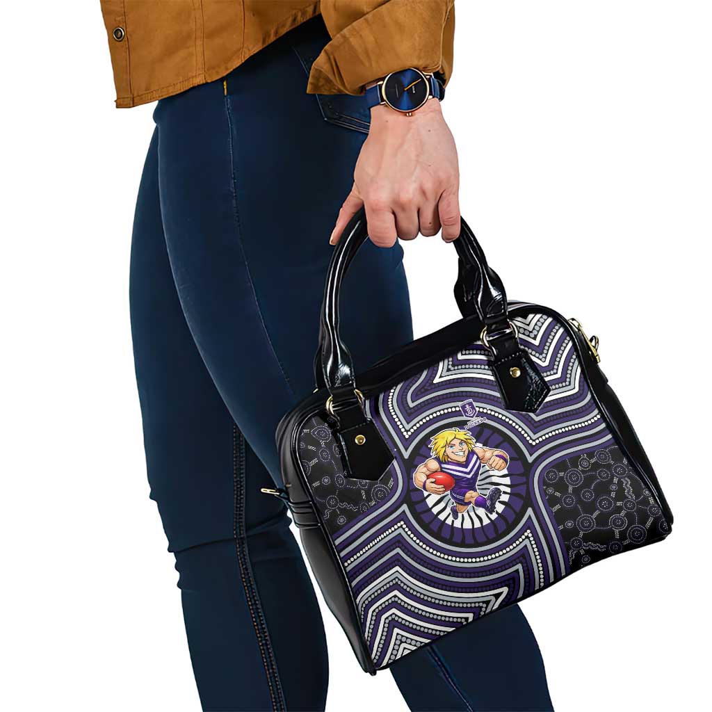 Fremantle Dockers Shoulder Handbag Indigenous Monochrome Dot Art Mascot Style