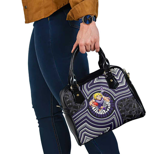 Fremantle Dockers Shoulder Handbag Indigenous Monochrome Dot Art Mascot Style