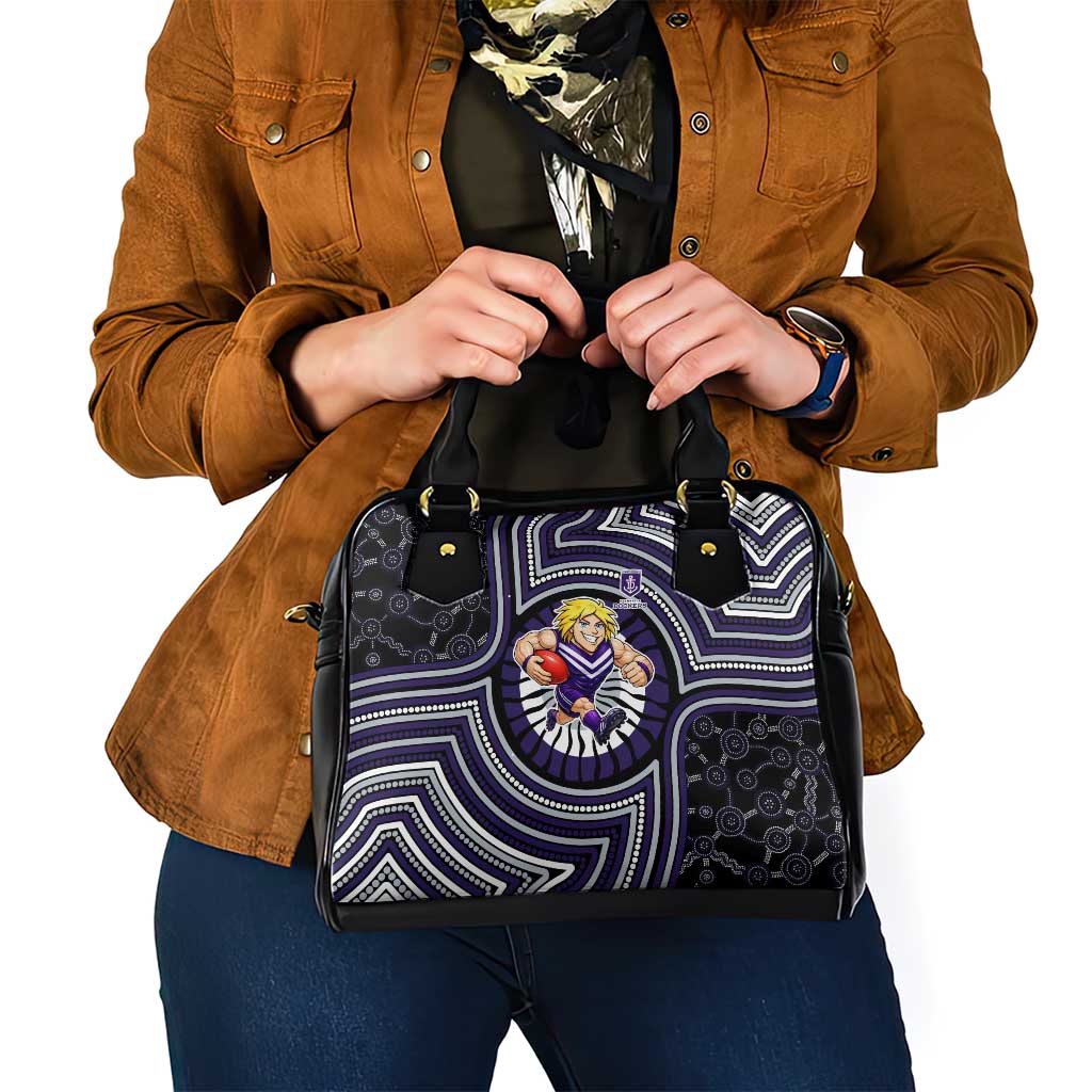 Fremantle Dockers Shoulder Handbag Indigenous Monochrome Dot Art Mascot Style