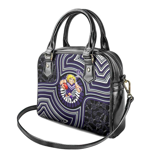 Fremantle Dockers Shoulder Handbag Indigenous Monochrome Dot Art Mascot Style