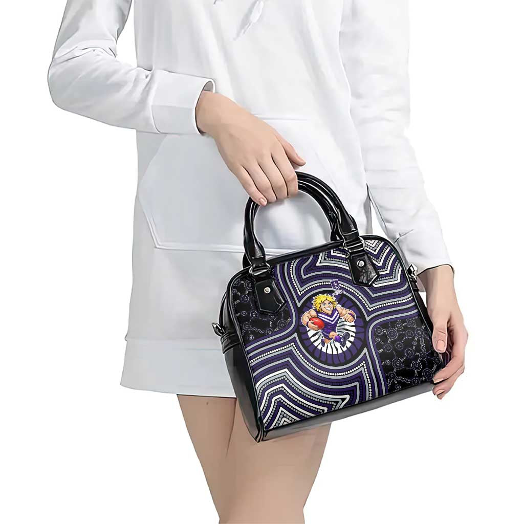 Fremantle Dockers Shoulder Handbag Indigenous Monochrome Dot Art Mascot Style