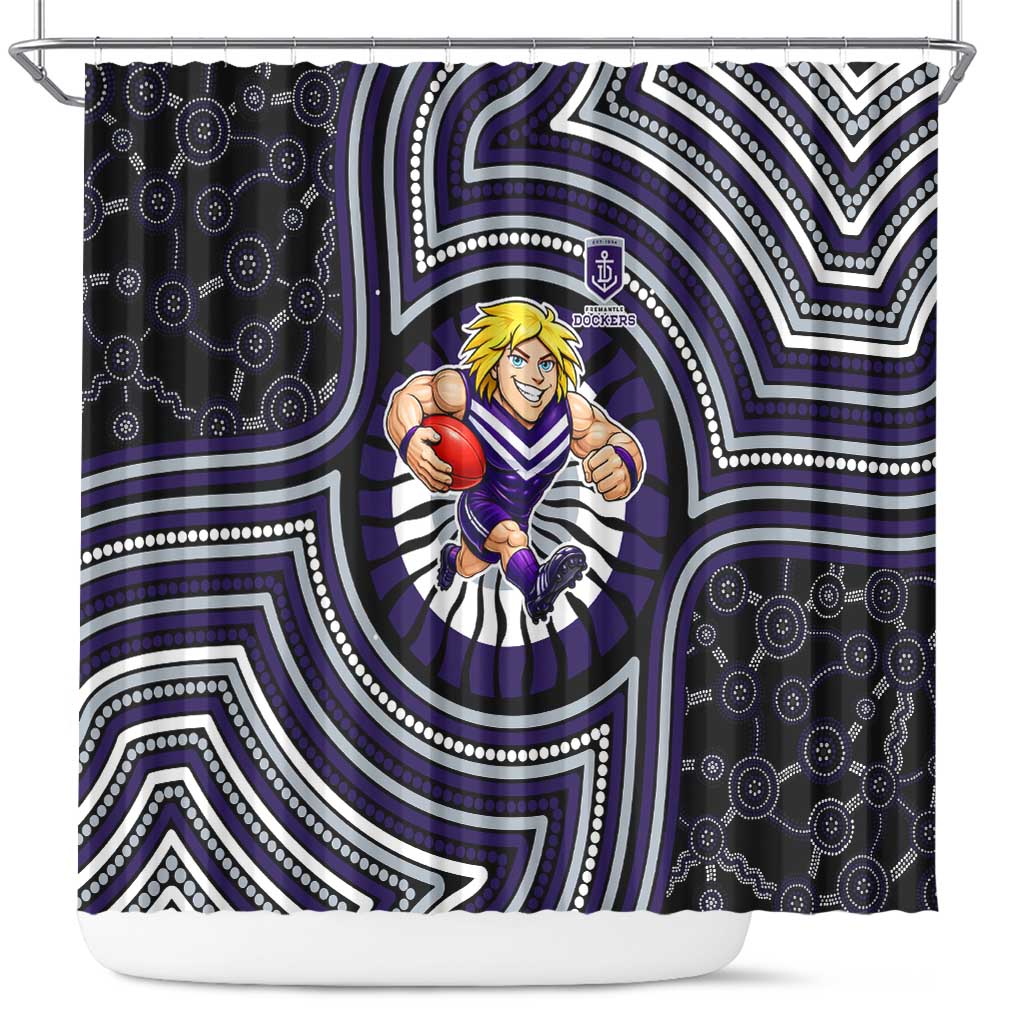 Fremantle Dockers Shower Curtain Indigenous Monochrome Dot Art Mascot Style