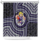 Fremantle Dockers Shower Curtain Indigenous Monochrome Dot Art Mascot Style