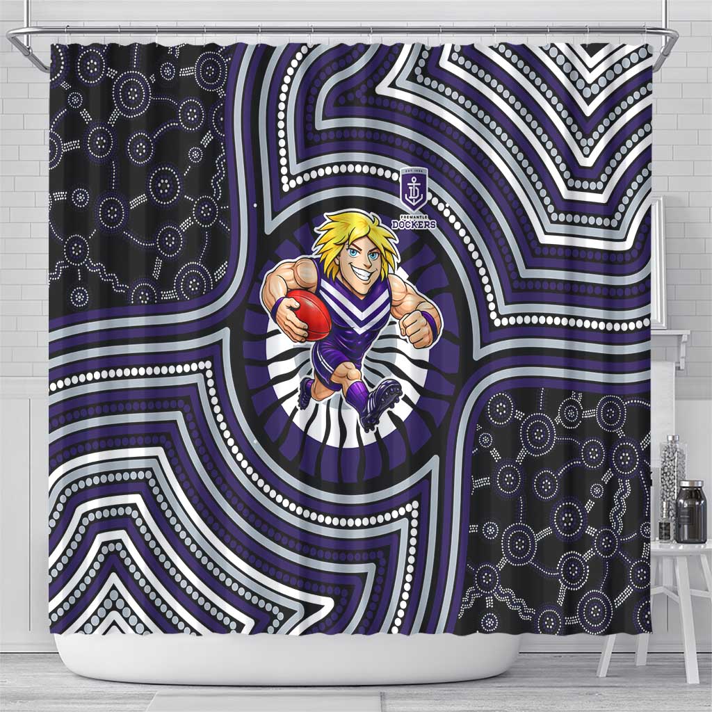 Fremantle Dockers Shower Curtain Indigenous Monochrome Dot Art Mascot Style