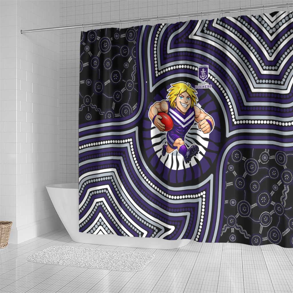 Fremantle Dockers Shower Curtain Indigenous Monochrome Dot Art Mascot Style