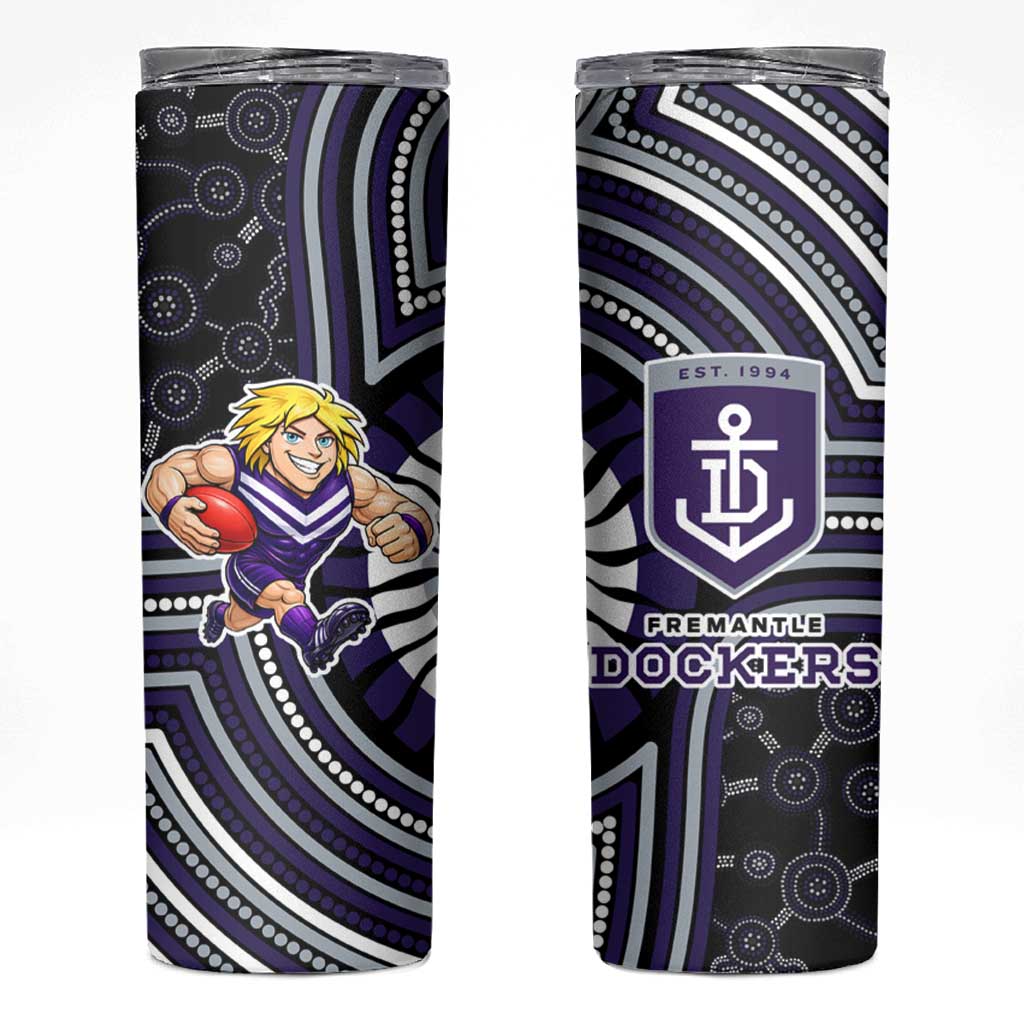 Fremantle Dockers Skinny Tumbler Indigenous Monochrome Dot Art Mascot Style