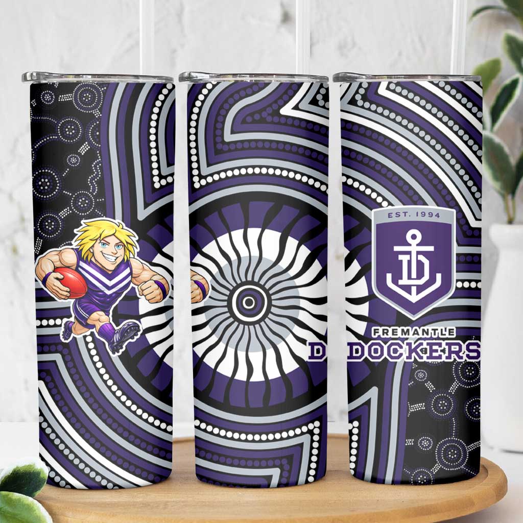 Fremantle Dockers Skinny Tumbler Indigenous Monochrome Dot Art Mascot Style