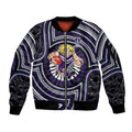 Fremantle Dockers Sleeve Zip Bomber Jacket Indigenous Monochrome Dot Art Mascot Style