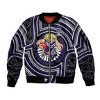Fremantle Dockers Sleeve Zip Bomber Jacket Indigenous Monochrome Dot Art Mascot Style