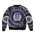 Fremantle Dockers Sleeve Zip Bomber Jacket Indigenous Monochrome Dot Art Mascot Style
