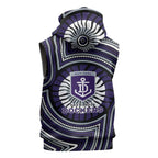 Fremantle Dockers Sleeveless Hoodie Indigenous Monochrome Dot Art Mascot Style