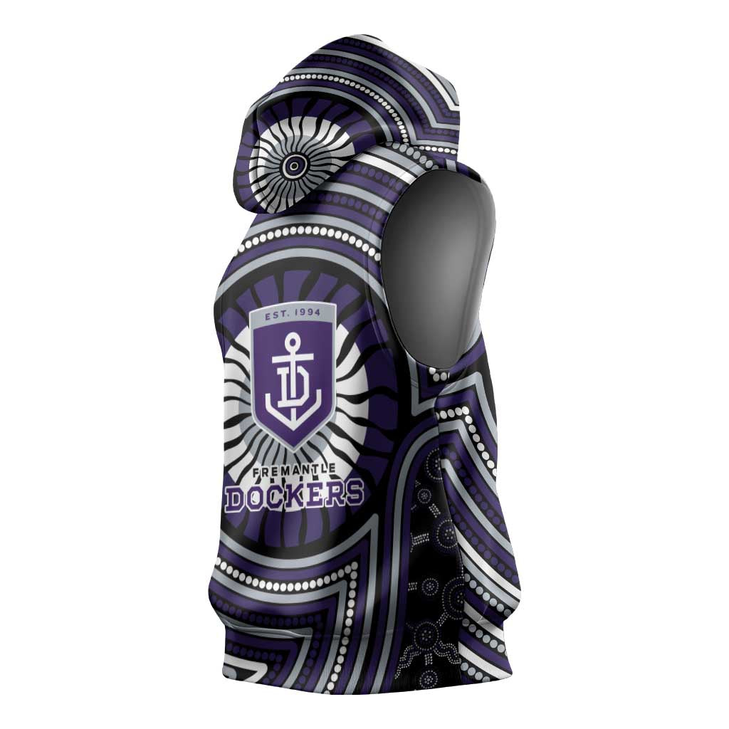 Fremantle Dockers Sleeveless Hoodie Indigenous Monochrome Dot Art Mascot Style