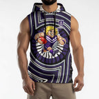 Fremantle Dockers Sleeveless Hoodie Indigenous Monochrome Dot Art Mascot Style