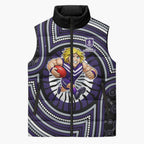 Fremantle Dockers Sleeveless Puffer Jacket Indigenous Monochrome Dot Art Mascot Style