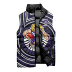 Fremantle Dockers Sleeveless Puffer Jacket Indigenous Monochrome Dot Art Mascot Style
