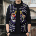 Fremantle Dockers Sleeveless Puffer Jacket Indigenous Monochrome Dot Art Mascot Style
